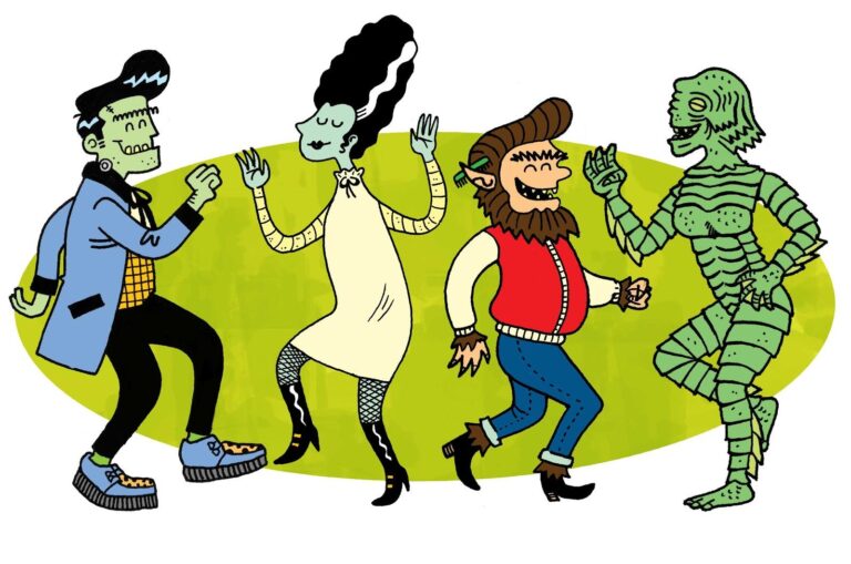 Animated monsters dancing