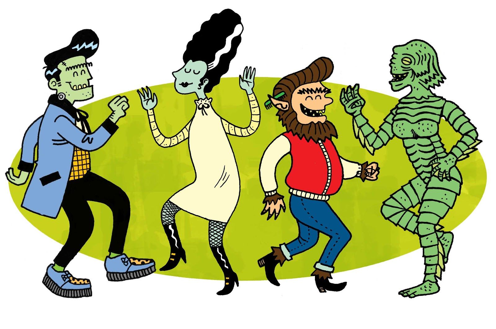 Animated monsters dancing